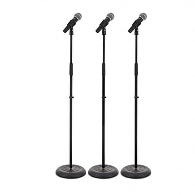 SubZero SZM-11S Dynamic Vocal Microphone with Switch, 3 Straight Stand Pack