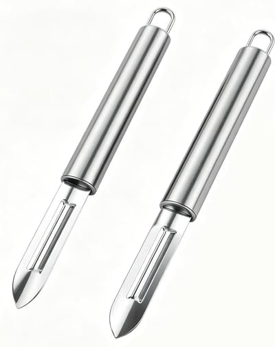 Set van 2 roestvrijstalen schilmesjes voor groenten en aardappelen met scherp mes en ergonomische handgreep voor optimaal snijden en schillen