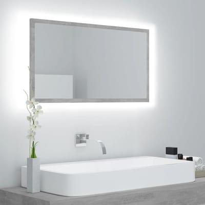 vidaXL - Badkamerspiegel - LED - 80x8,5x37 - cm - acryl - betongrijs