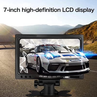 7-inch achteruitrijcamerascherm, TFT-lcd-display, 1024*600 RP, automonitor DC9V-36V, AV1/AV2 videoschakeling, aansluitbaar op bus, vrachtwagen, trailer