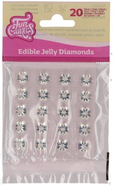 FunCakes Jelly Diamonds - Transparant - pk/20 - Eetbare Taartdecoratie
