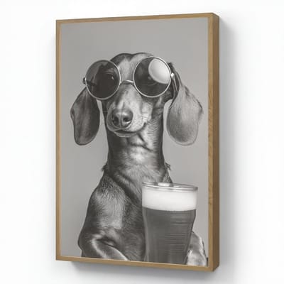 Wandlamp 70x100 cm - Oplaadbaar - Teckel - Bier - Glas - Bril - Wandlampen binnen woonkamer - Slaapkamer lamp - Decoratieve nachtlamp - Vloerlamp draadloos