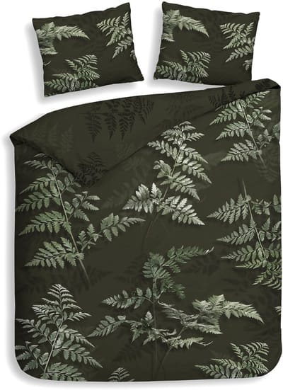Heckettlane Dekbedovertrek Rua - Forest Green - Dekbedovertrek van 100% Katoen-Satijn - Dekbedovertrek 200x200-220 cm - Tweepersoons - Puketi