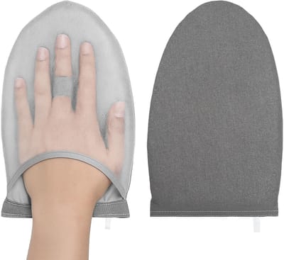 2-stuks Draagbare strijkhandschoenen -Stoom- en hittebestendige kledingstomerhandschoenen - Mouwstrijkhulp -Reisaccessoire voor draagbare strijkplanken - Met vingerring - Geschikt voor het strijken van kleding - Grijs