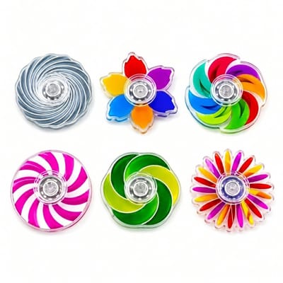 Kleurrijke fidget toys acryl fidget spinners unisex draaibaar sensorisch speelgoed set van 6 mini hand spinners met bloem en swirl ontwerp geschikt voor feest bedankjes en cadeaus voor kinderen en jongeren