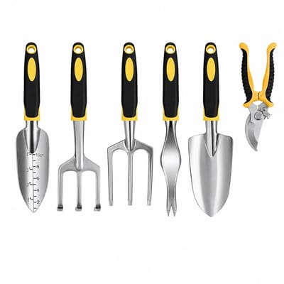 Allero Tuingereedschap - Tuingereedschapset - 6-delig - Incl. Opbergtas - Antislip Handgrepen - Onkruidverwijderaar - Aluminium