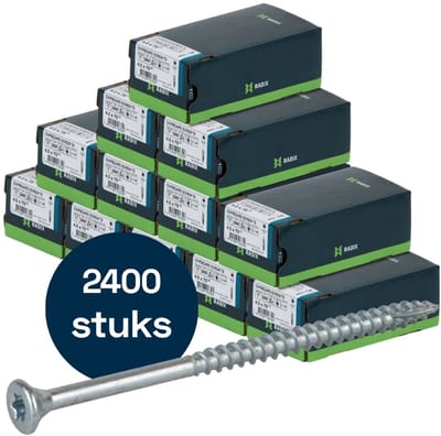 Radix Torx 20 Spaanplaatschroef - Platkop + Snijpunt - 4,0 x 70mm/42 - Verzinkt - Deeldraad (2400 stuks) VOLLE DOOS!