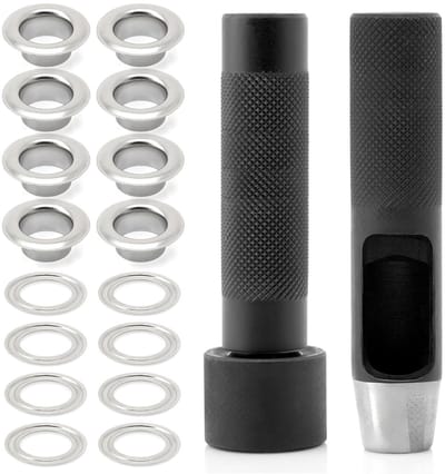 Oogje Punch Setter - Grommet Tool - Bevestigingen Aanbrengen - Met Gatpons Snijder - 19 mm - Zilver