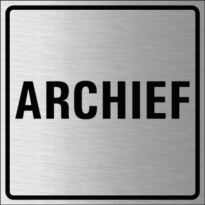 Archief bordje, geborsteld aluminium 150 x 150 mm