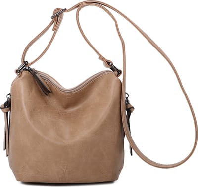 Ines Delaure - Paris - crossbody handtas dames - zandkleur/beige - instelbare riem - extra handige vakjes met ritssluiting