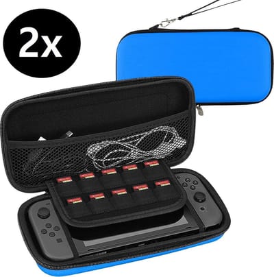 Hoes Geschikt voor Nintendo Switch Lite Case Hard Cover Bescherm Hoesje Koord - Case Geschikt voor Nintendo Switch Lite Hoes - Blauw - 2 PACK