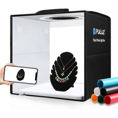 PULUZ PKT3200 30*30*30 cm tente lumineuse LED pliante bureau Photo Studio boîte à lumière Softbox 5500 K noir