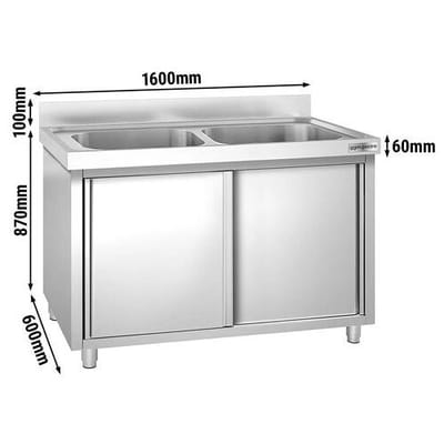 GGM Gastro Topfspülschrank PREMIUM - 1600x600mm - mit 2 Becken