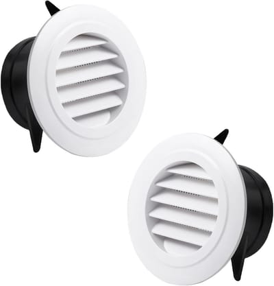Rond Ventilatirooster Wit met Insectenhor - 2 Stuks - Voor Badkamer en Keuken
