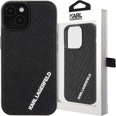 iPhone 15 Backcase hoesje - Karl Lagerfeld - Effen Zwart - TPU (Zacht)