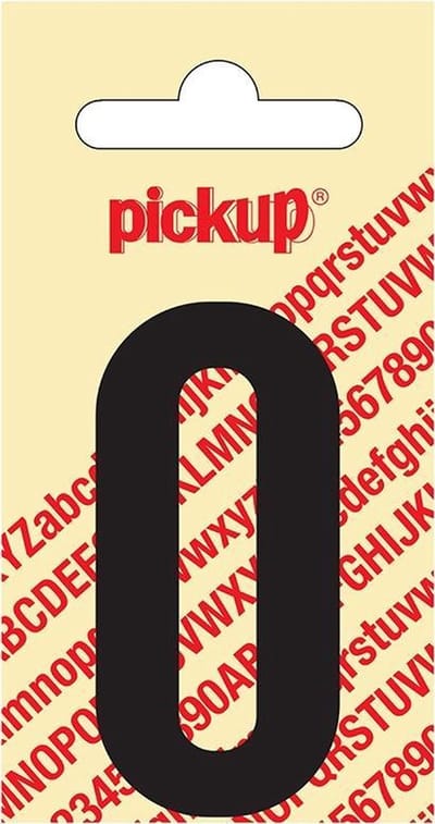 Pickup plakcijfer Nobel 60 mm zwart 0 - 310020600