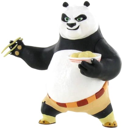 Kung Fu Panda - Panda Po eet noodles - in vechtspositie - 10 cm - Dreamworks - Speelfiguurtje