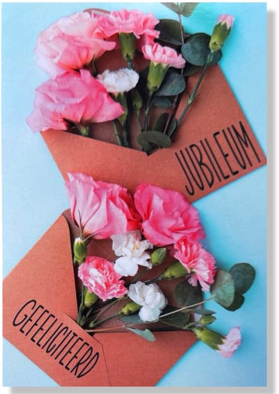 Jubileum! Van Harte Gefeliciteerd Wenskaart - 12x17cm - Gevouwen kaart inclusief envelop