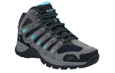 Hi-Tec Corzo Mid Pu Suede Wandelschoenen Voor Dames In Grafietgrijs/Donkerrood