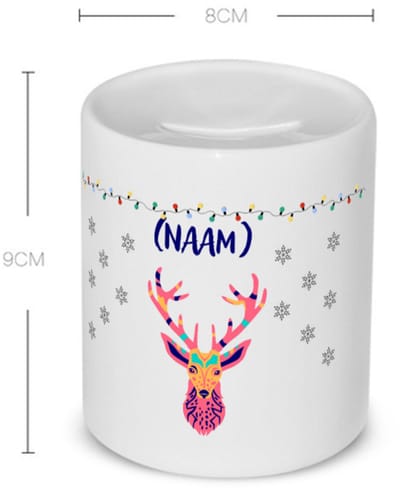 Akyol - kerst rendier met eigen naam Spaarpot - Kerstmis - kerst beker - winter - kerst - christmas - kerst cadeau - 350 ML inhoud