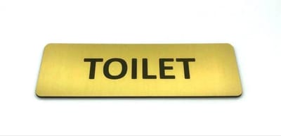 Deurbordje met tekst Toilet - 150 x 50 mm (incl. dubbelzijdige tape) - goud / zwart | Luxe uitstraling | Geborstelde Gouden toplaag | Gratis Verzending | Decoporta