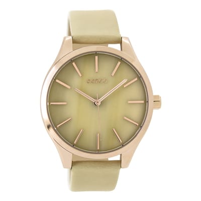 OOZOO Timepieces - Rosé goudkleurige horloge met zand leren band - C9500