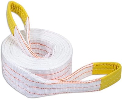 Vlakke hijsband - Hijskabel band - Goederen tillen - Slijtvast polyester - 2 meter - Wit