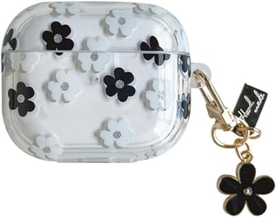 Hoesje voor AirPods 3 met Sleutelhanger - Schattige Transparante Bloemen Design - Zacht TPU Beschermhoes voor Dames