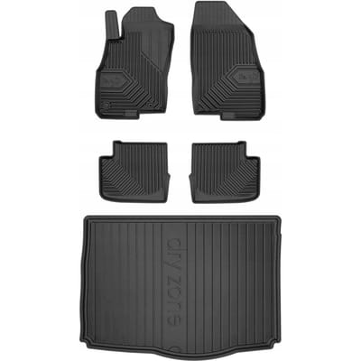 Frogum Voordeelset - Automatenset No.77 + Dry Zone Kofferbakmat - Geschikt voor Fiat Grande Punto (2005-2012) - 5-deurs - Perfecte Pasvorm - TPE Rubber - Zwart