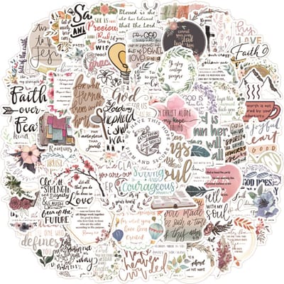 Geloof Stickers - 100 stickers met Religieus Thema - God, Jezus, Hoop - Journal, Agenda stickers met Engelse teksten - 4x5CM