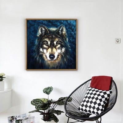 Doe-het-zelf Diamantschilderij Wolf Diamantborduurwerk Europa Woondecoratie 30x30CM black
