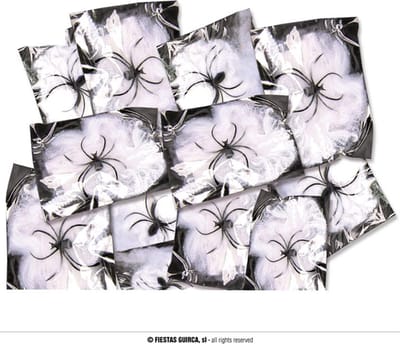 Fiestas Guirca - Spinnenweb uitdeel-verpakking (12 stuks) - Halloween - Halloween Decoratie - Halloween Versiering
