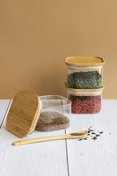 Pebbly Voorraadpottenset, 3 stuks, Vierkant, 0.5 L