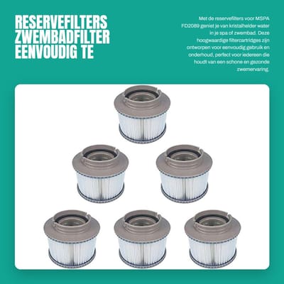 Dailygoods- Filtercartridge - 6 Stuks - Eenvoudig te Reinigen - Zwembadfilter - Hot Tub Filter - Beschermt Pomp/Verwarming - Gezond en Schoon Water