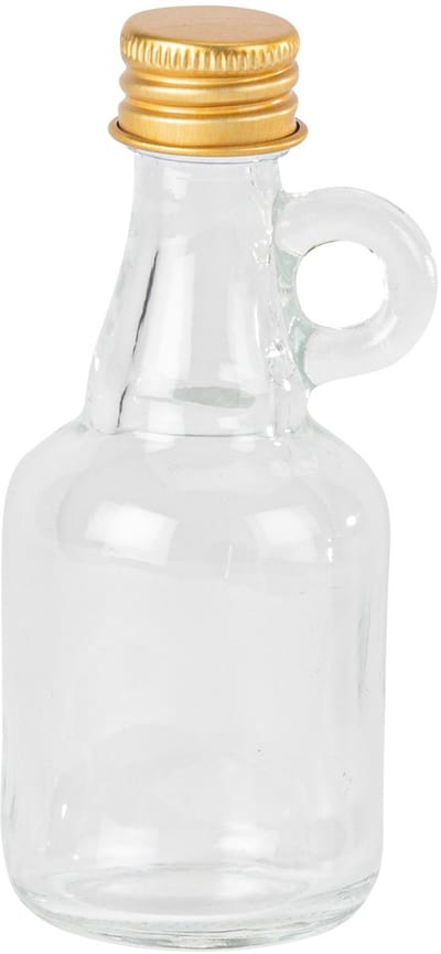 ARTYFETES - Transparante glazen minibottle met handvat en gouden dop 50ml voor bruiloft