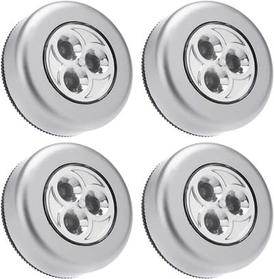 Batterij LED Lampjes - Aanraaklampjes Kastverlichting - Snel Extra Verlichting - Zelfklevend Makkelijk Plaatsbaar - 4 Stuks - Zilverkleurig