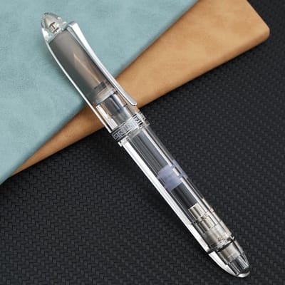 Elegante V60 Piston Vulpen met Extra Fijne Nib, Transparant Witte Hars, Driehoekig Ontwerp, Perfect voor Kantoor en Cadeau