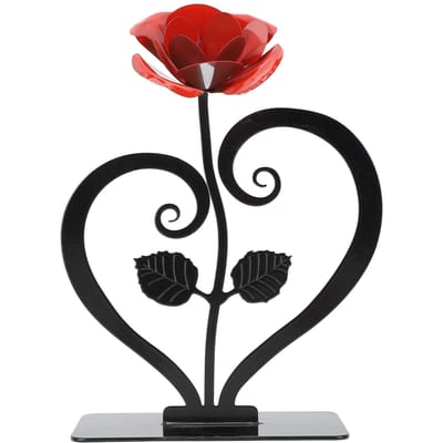Roos Bloem Ornament IJzer Multifunctioneel Roos Figuur Ornament voor Tafel en Plank black