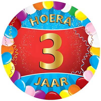 Bierviltjes 3 jaar - 25x stuks - multicolor - verjaardag/feest - feestartikelen