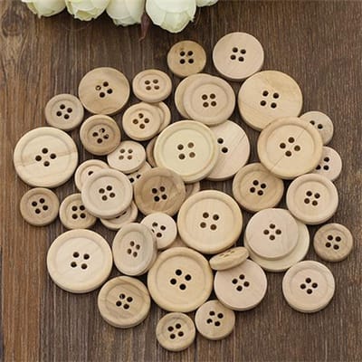 Boutons ronds en bois de couleur naturelle, 50 pièces, 4 trous, couture, Scrapbooking 50pcs