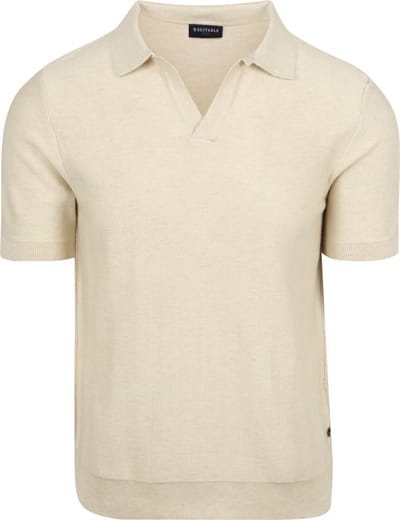 Suitable Knitted Polo Riva Harring Ecru - Maat XXL - Heren - Polo shirt Heren met Korte mouw