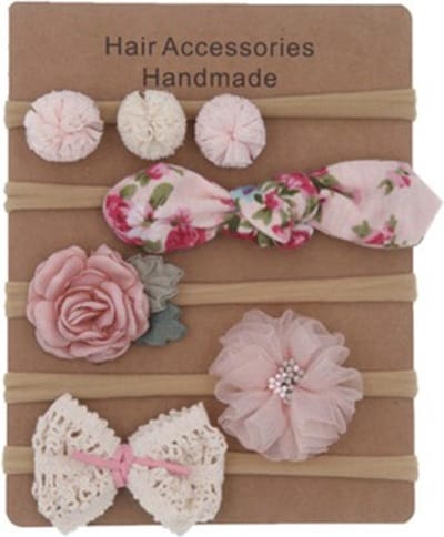 5 stuks Baby peuter kleuter haarbandjes bloemen strikje - groot elastiek hoofdband
