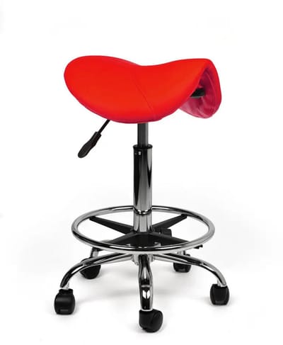 Ergonomische Zadelkruk Rood op Wielen Standaard (50-68cm) / met Voetsteun / Standaard wielen