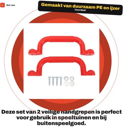 Dailygoods- Schommelset Veiligheidshandgrepen - Set van 2 - Metalen Handgrepen - Duurzaam PE/IJzer - Eenvoudig te Installeren - Geschikt voor Speeltoestellen - Speeltoestel