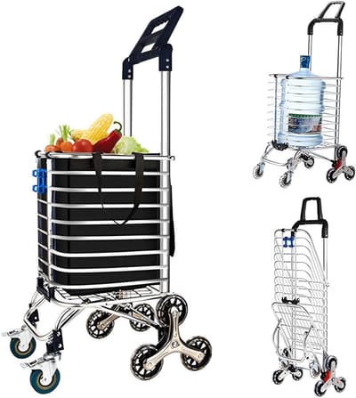 Steekwagen met 8 wielen - Dolly boodschappen - Trappen klimmen - Verhoogd handvat - 50x39x104 cm