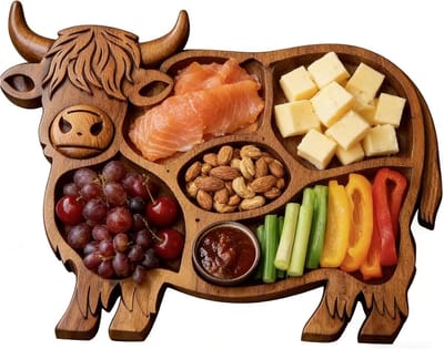 Koekoeienhouten Worstplank - Rustieke Serveerplank Borrelplank - Borrelhapjes Presenteren - Artistiek Reliëfpatroon - 33x28x3 cm - Bruin
