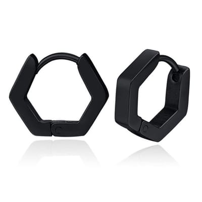 Heren Oorbellen LGT JWLS - Hexagon Zwart