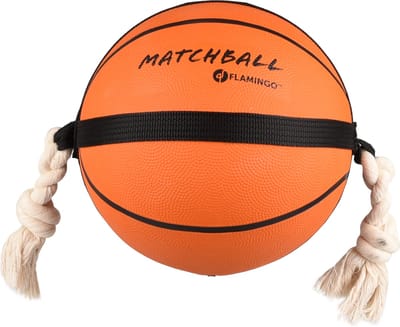 Hondenspeelgoed – Matchball basketbal met touw – Flamingo hondenspeelgoed – hondentouw – hond bal – honden bal – 53,5 cm – oranje