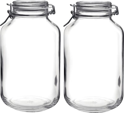 Bormioli Rocco Weckpot/inmaakpot - Set van 2x stuks - 4L - glas - met beugelsluiting - luchtdicht - voorraadpot