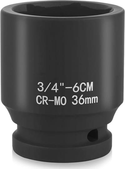 Dopsleutel 36mm - Wielmoer Dop - Auto Onderhoud - Diepe 6-Punts - 3/4 Drive - Zwart